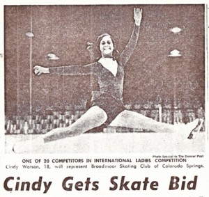 Cindy Caprel doing a split jump in a newspaper photo