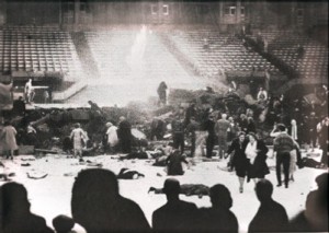 Image of an explosion at a skating rink